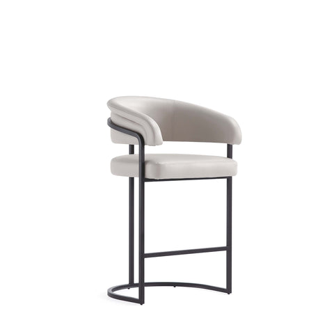 Manhattan Comfort Augusta Modern Metal Upholstered Counter Stool in Light Gray