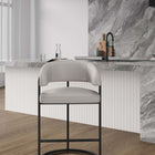 Manhattan Comfort Augusta Modern Metal Upholstered Counter Stool in Light Gray