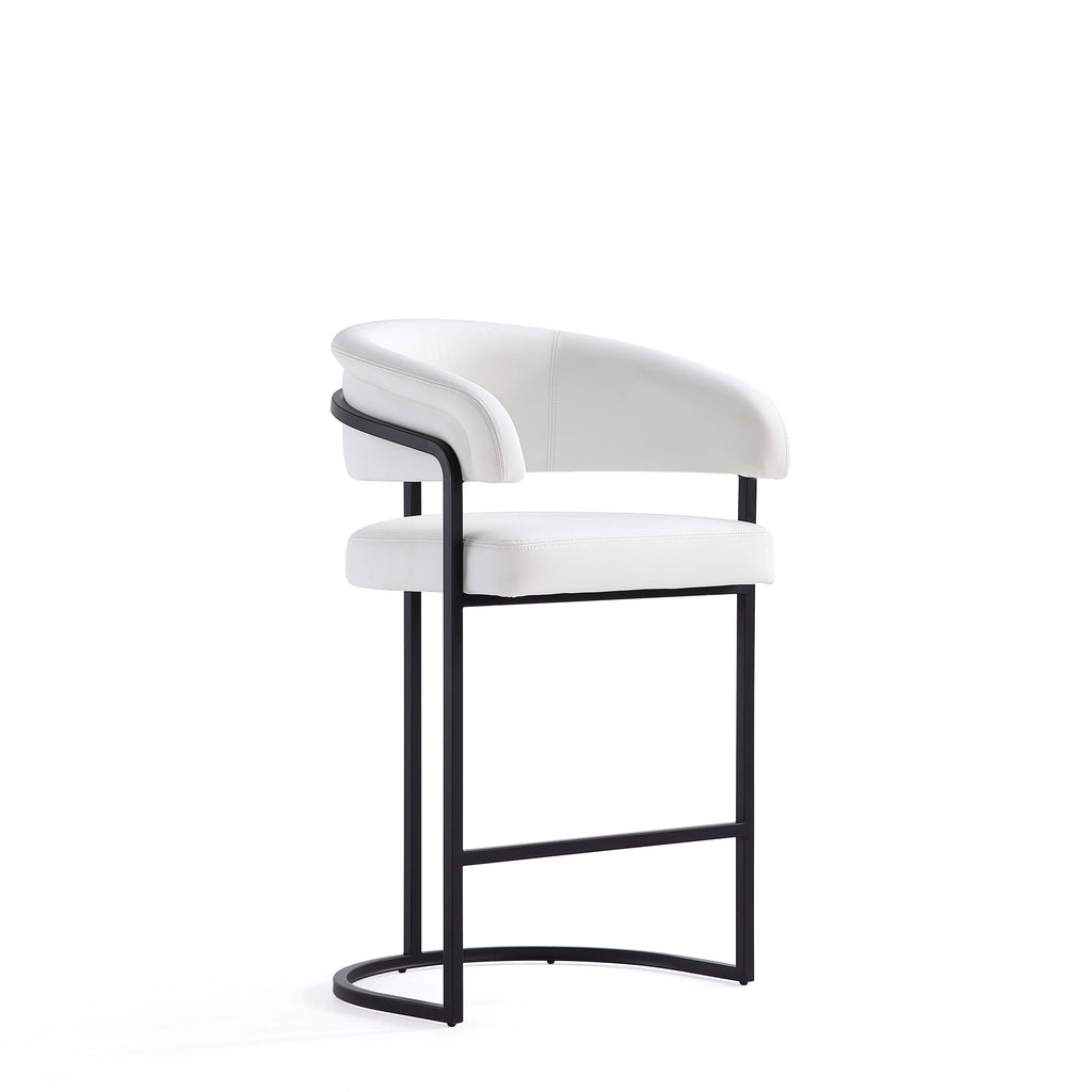 Manhattan Comfort Augusta Modern Metal Upholstered Counter Stool in White