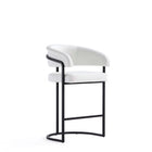 Manhattan Comfort Augusta Modern Metal Upholstered Counter Stool in White
