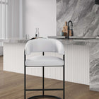 Manhattan Comfort Augusta Modern Metal Upholstered Counter Stool in White