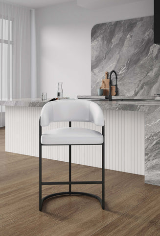 Manhattan Comfort Augusta Modern Metal Upholstered Counter Stool in White