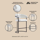 Manhattan Comfort Augusta Modern Metal Upholstered Counter Stool in White