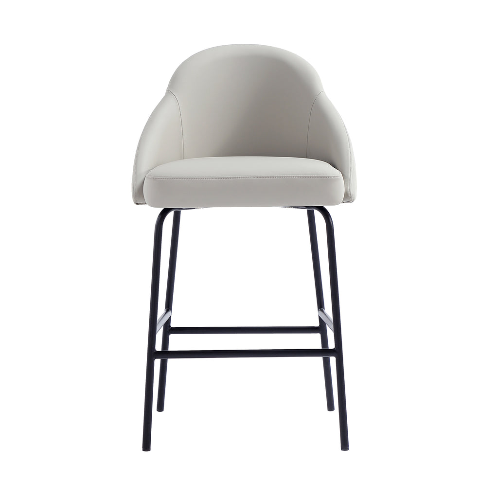 Manhattan Comfort Gracie Modern Metal Upholstered Counter Stool in Stone Gray and Black