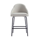 Manhattan Comfort Gracie Modern Metal Upholstered Counter Stool in Stone Gray and Black