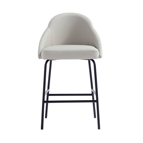 Manhattan Comfort Gracie Modern Metal Upholstered Counter Stool in Stone Gray and Black