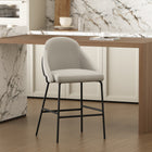 Manhattan Comfort Gracie Modern Metal Upholstered Counter Stool in Stone Gray and Black