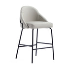 Manhattan Comfort Gracie Modern Metal Upholstered Counter Stool in Stone Gray and Black