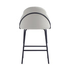 Manhattan Comfort Gracie Modern Metal Upholstered Counter Stool in Stone Gray and Black