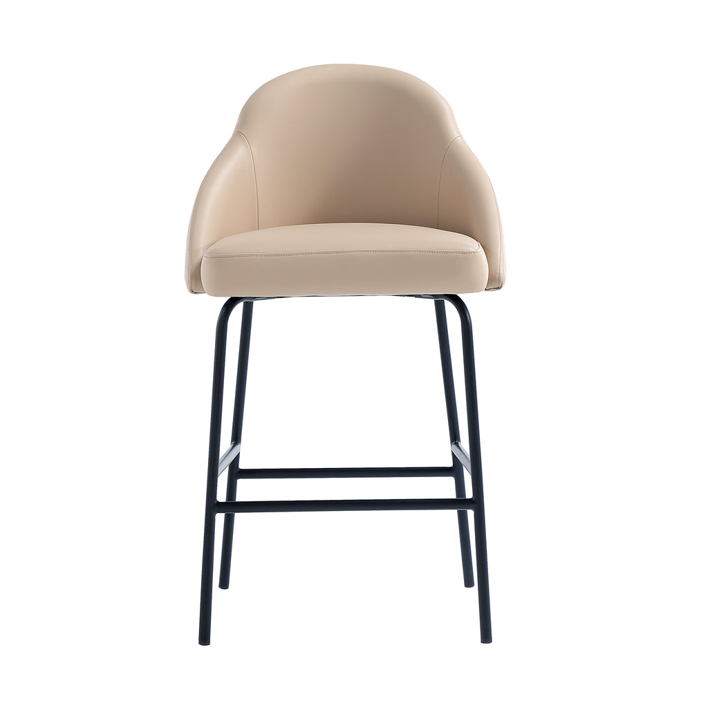 Manhattan Comfort Gracie Modern Metal Upholstered Counter Stool in Tan and Black