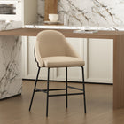 Manhattan Comfort Gracie Modern Metal Upholstered Counter Stool in Tan and Black