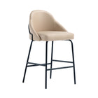 Manhattan Comfort Gracie Modern Metal Upholstered Counter Stool in Tan and Black