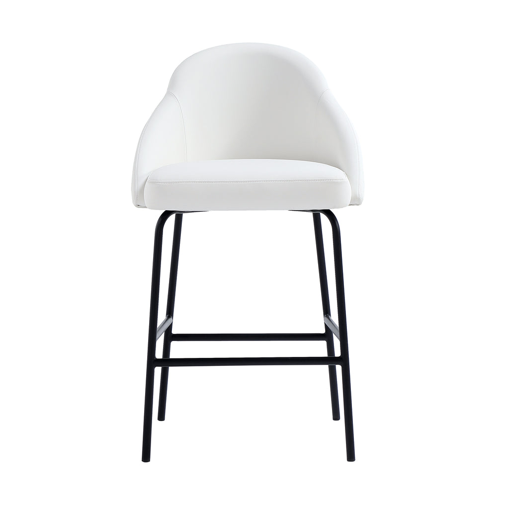Manhattan Comfort Gracie Modern Metal Upholstered Counter Stool in White and Black