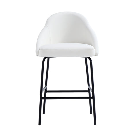 Manhattan Comfort Gracie Modern Metal Upholstered Counter Stool in White and Black