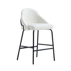 Manhattan Comfort Gracie Modern Metal Upholstered Counter Stool in White and Black