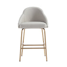 Manhattan Comfort Gracie Modern Metal Upholstered Counter Stool in Stone Gray and Gold