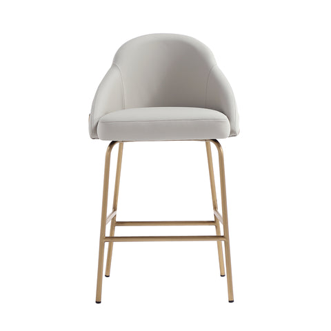 Manhattan Comfort Gracie Modern Metal Upholstered Counter Stool in Stone Gray and Gold