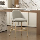 Manhattan Comfort Gracie Modern Metal Upholstered Counter Stool in Stone Gray and Gold