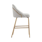 Manhattan Comfort Gracie Modern Metal Upholstered Counter Stool in Stone Gray and Gold