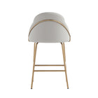 Manhattan Comfort Gracie Modern Metal Upholstered Counter Stool in Stone Gray and Gold