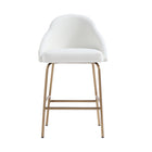 Manhattan Comfort Gracie Modern Metal Upholstered Counter Stool in White and Gold