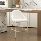Manhattan Comfort Gracie Modern Metal Upholstered Counter Stool in White and Gold