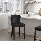 Manhattan Comfort Blair Modern Wood Upholstered Counter Stool in Black