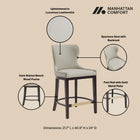 Manhattan Comfort Blair Modern Wood Upholstered Counter Stool in Stone