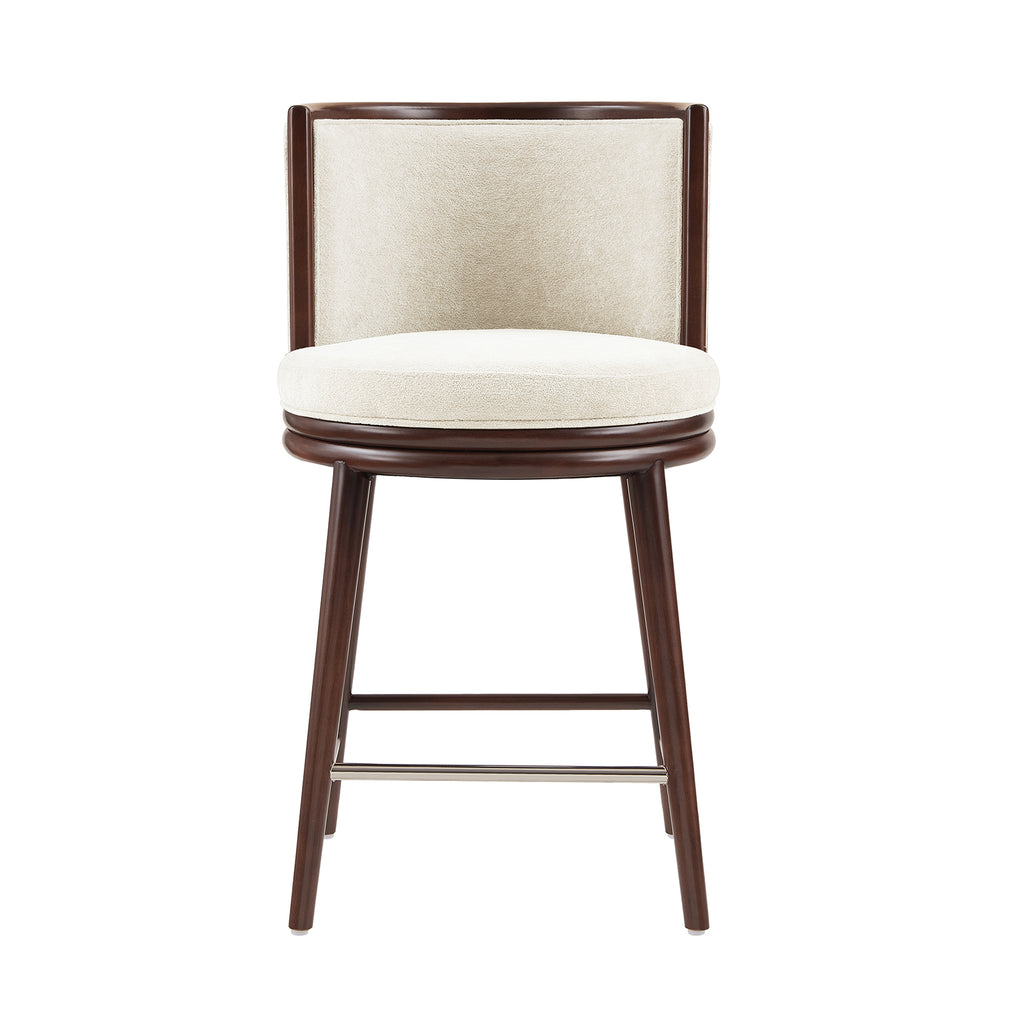 Manhattan Comfort Evalyn Modern Wood Upholstered Counter Stool in Cream