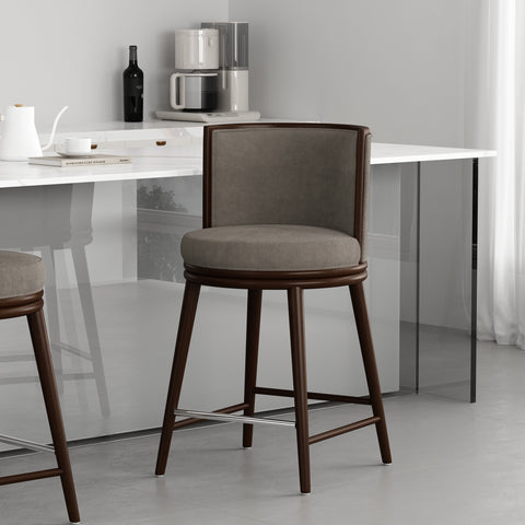 Manhattan Comfort Evalyn Modern Wood Upholstered Counter Stool in Dove