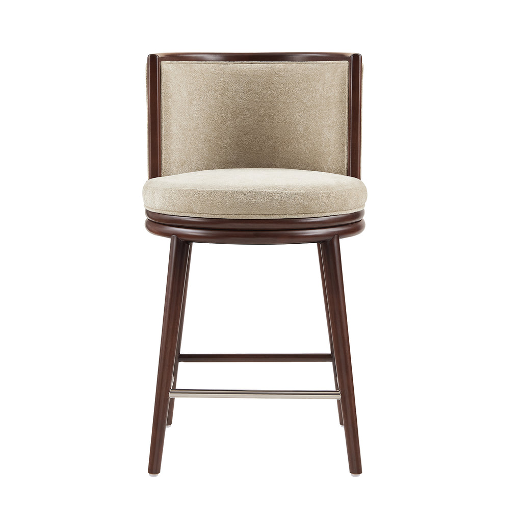 Manhattan Comfort Evalyn Modern Wood Upholstered Counter Stool in Natural