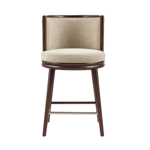 Manhattan Comfort Evalyn Modern Wood Upholstered Counter Stool in Natural