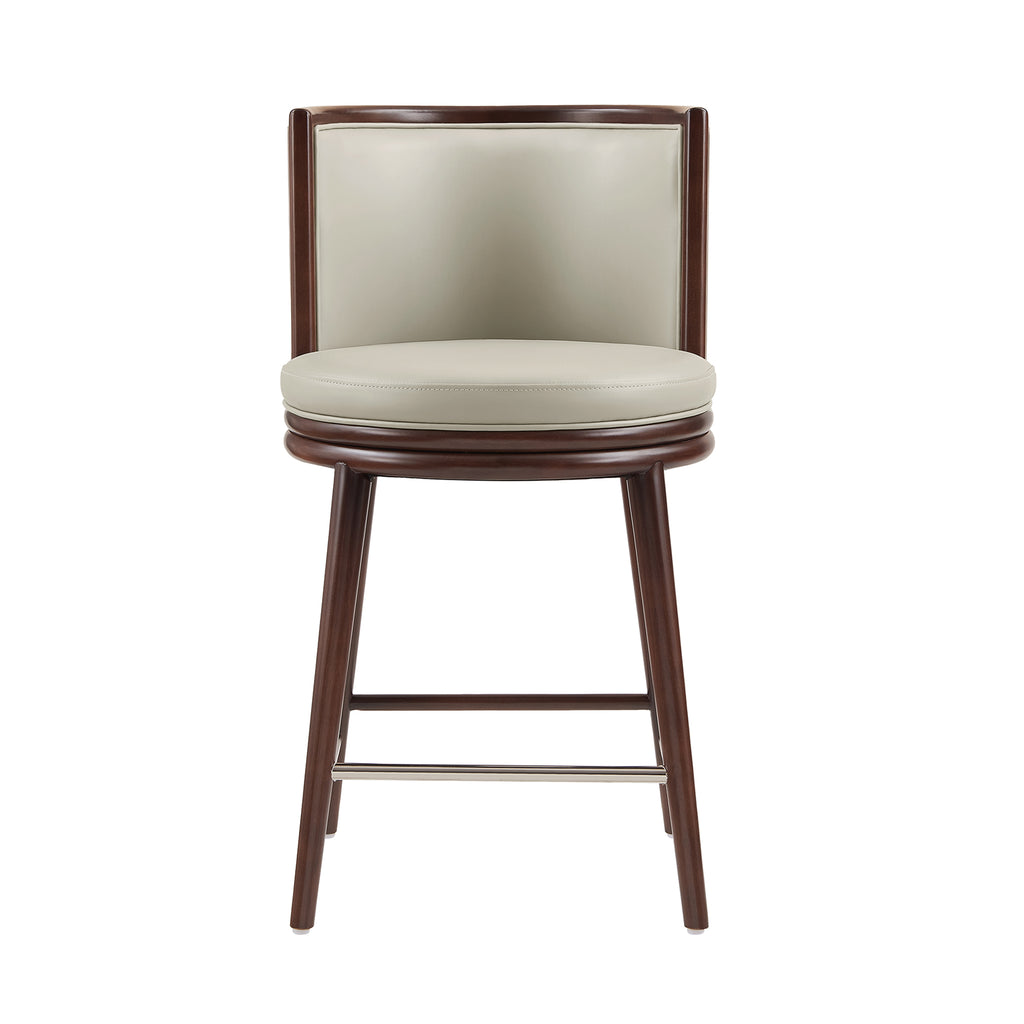 Manhattan Comfort Evalyn Modern Wood Upholstered Counter Stool in Stone