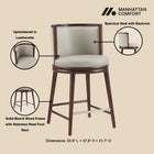 Manhattan Comfort Evalyn Modern Wood Upholstered Counter Stool in Stone