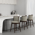 Manhattan Comfort Evalyn Modern Wood Upholstered Counter Stool in Stone