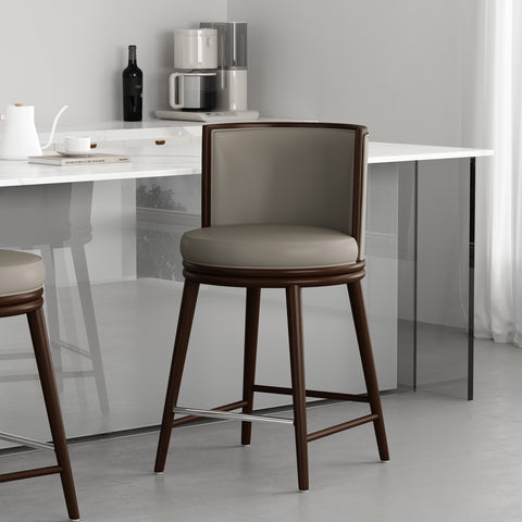 Manhattan Comfort Evalyn Modern Wood Upholstered Counter Stool in Taupe