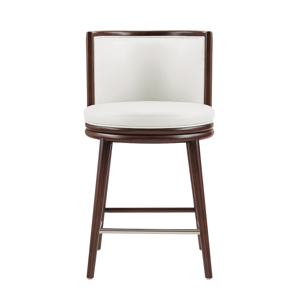 Manhattan Comfort Evalyn Modern Wood Upholstered Counter Stool in White