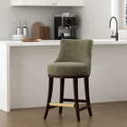Manhattan Comfort Lucia Modern Chenille Wood Counter Stool in Leaf Green