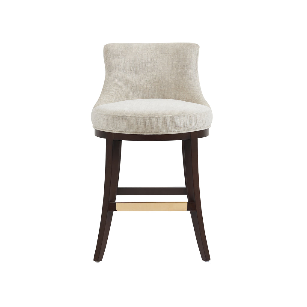 Manhattan Comfort Lucia Modern Chenille Wood Counter Stool in Natural
