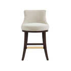 Manhattan Comfort Lucia Modern Chenille Wood Counter Stool in Natural