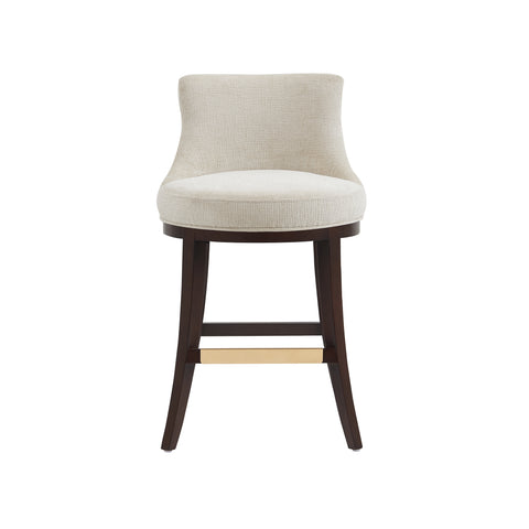 Manhattan Comfort Lucia Modern Chenille Wood Counter Stool in Natural