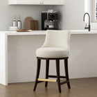 Manhattan Comfort Lucia Modern Chenille Wood Counter Stool in Natural