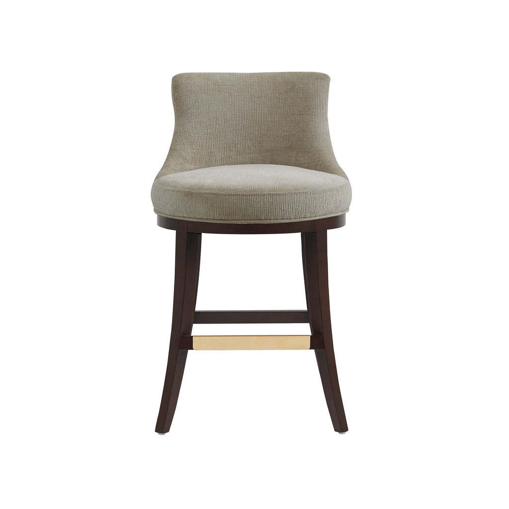 Manhattan Comfort Lucia Modern Chenille Wood Counter Stool in Taupe