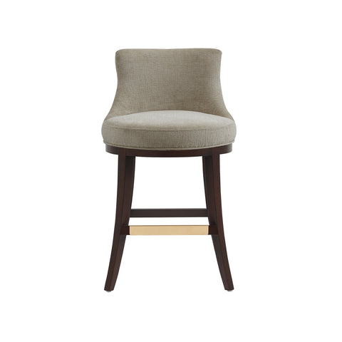 Manhattan Comfort Lucia Modern Chenille Wood Counter Stool in Taupe