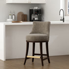 Manhattan Comfort Lucia Modern Chenille Wood Counter Stool in Taupe