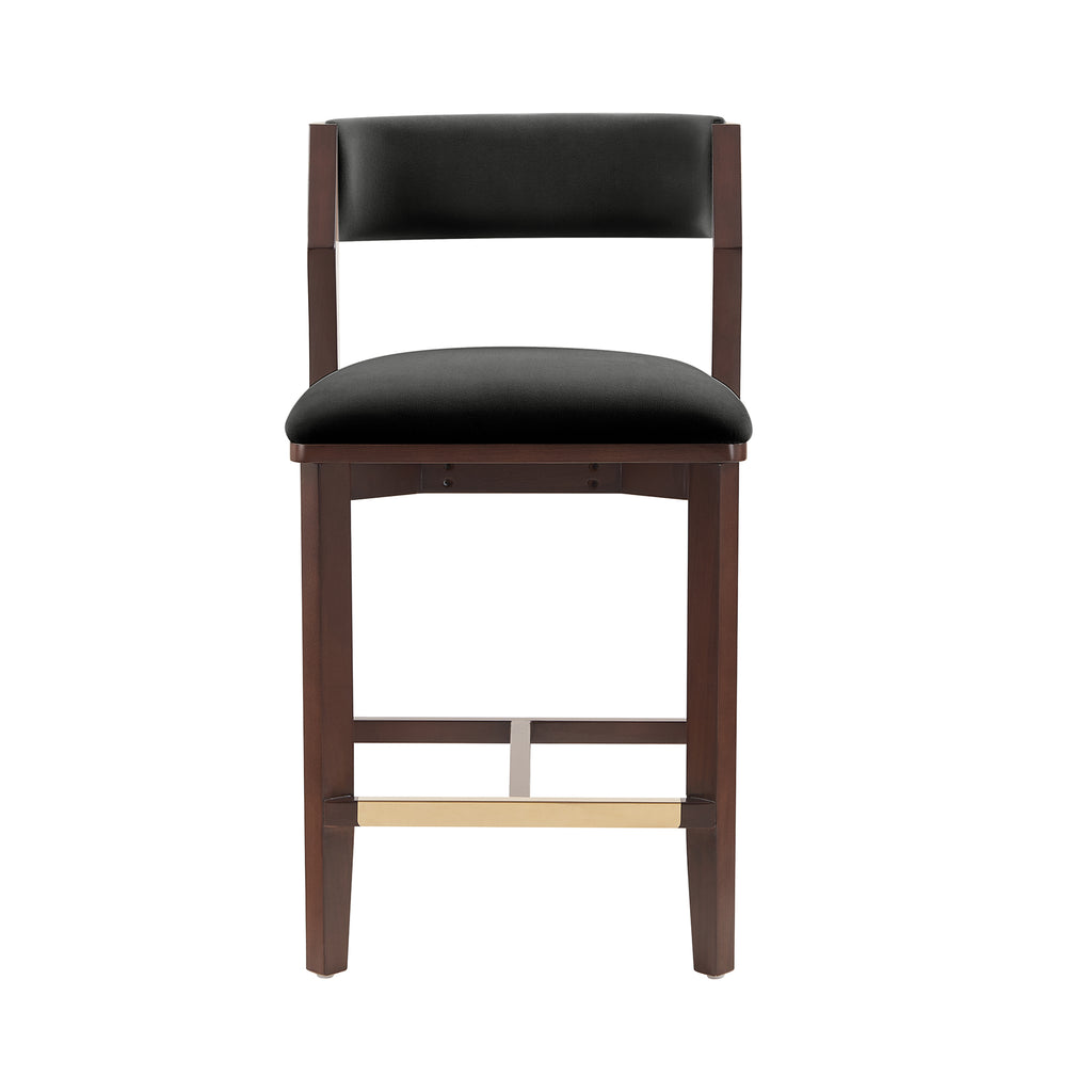 Manhattan Comfort Patricia Modern Wood Upholstered Counter Stool in Black