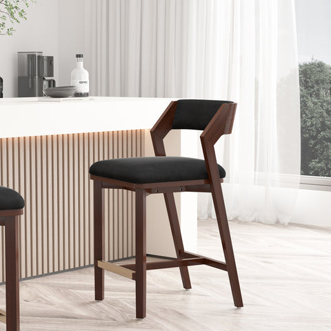 Manhattan Comfort Patricia Modern Wood Upholstered Counter Stool in Black