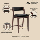Manhattan Comfort Patricia Modern Wood Upholstered Counter Stool in Black
