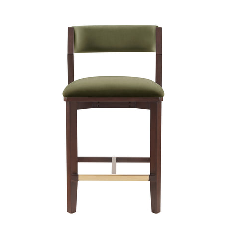 Manhattan Comfort Patricia Modern Wood Upholstered Counter Stool in Turtle Green