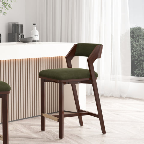 Manhattan Comfort Patricia Modern Wood Upholstered Counter Stool in Turtle Green